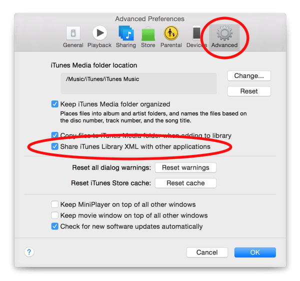 iTunes XML Preference